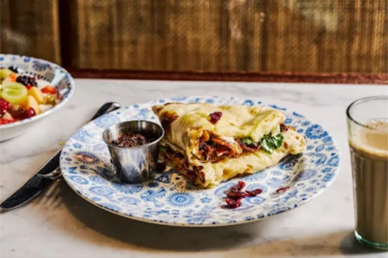 A bacon naan brunch dish from Dishoom