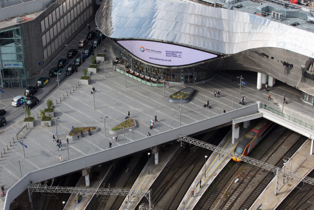 View of New Street Station from Staying Cool's apart hotel at Rotunda