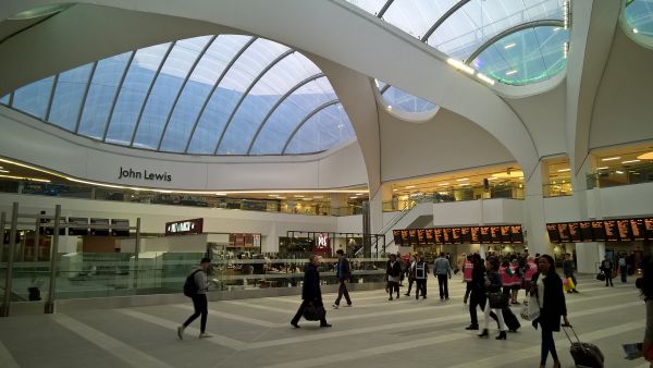 Green guests charter Grand central interior at New Street Station Birmingham 