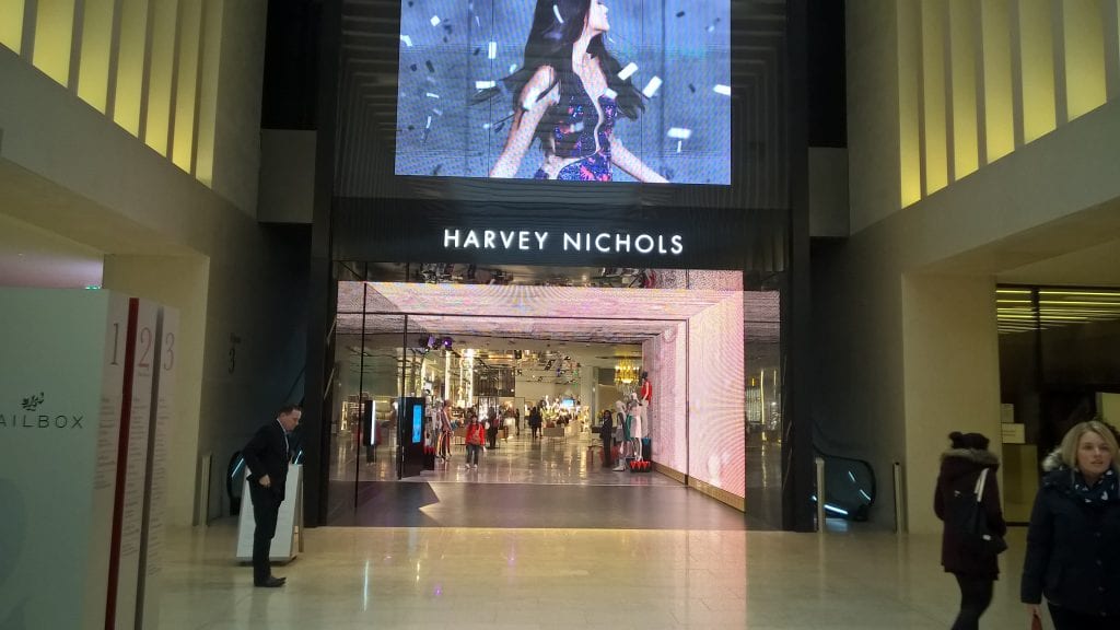 Harvey Nichols entrance at The Mailbox