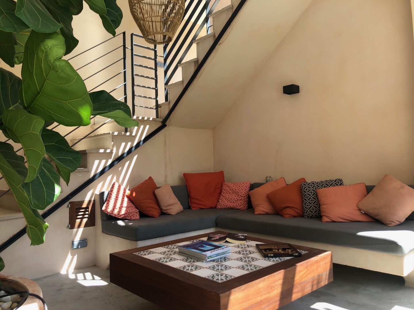 terrace sofa with coffee table at Staying Cool's soller townhouse holiday home