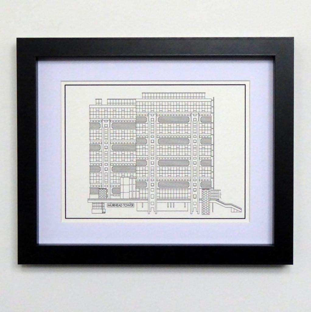 Brutalism Birmingham.  Muirhead Tower print by Made On The Canal