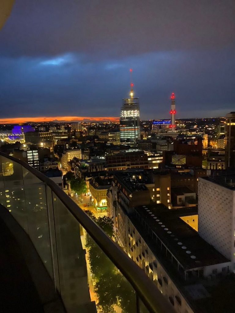 city views at night from Rotunda penthouse balcony
