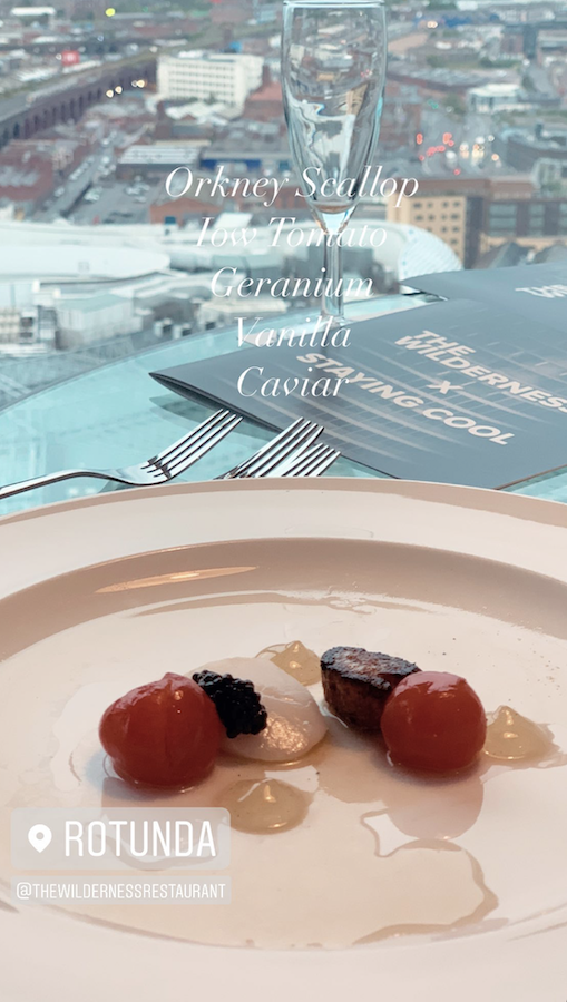 starter course with city views at the wilderness dining event at Rotunda Birmingham