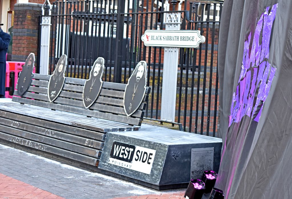 The Black Sabbath bench located on Birmingham's Broad Street