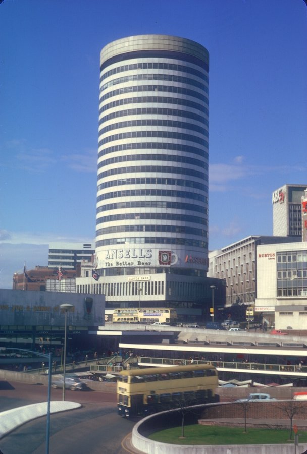 A full colour image of Birmingham's Rotunda building taken in 1968. Photo credit: Birmingham University Archives.