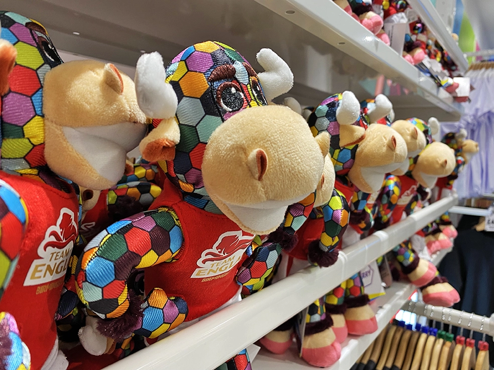 Pick up your very own Perry the Bull mascot from the Birmingham 2022 Common wealth Games store located on the doorstep of Staying Cool's Rotunda apart hotel. 