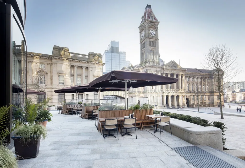 Dishoom Birmingham's outdoor terrace. Credit: John Carey