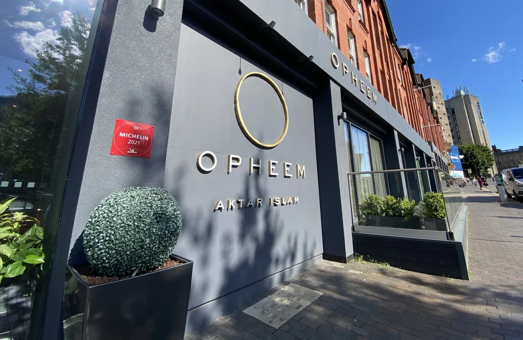 Exterior of the Jewellery Quarter's Opheem Restaurant in Birmingham city centre 