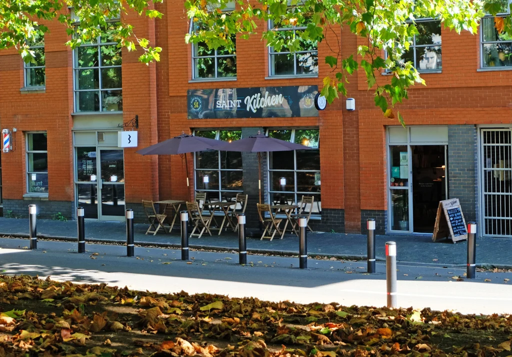 Outside Saint Kitchen on St Paul's Square in Birmingham's Jewellery Quarter