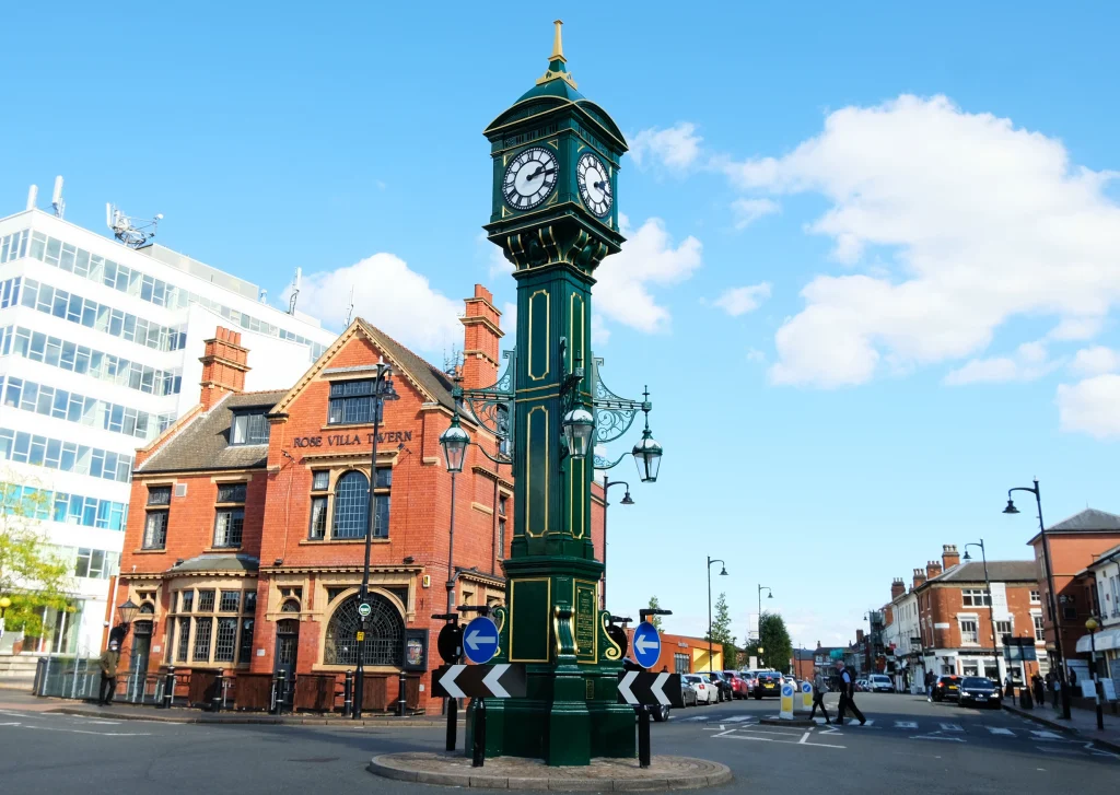 The recently restored Chamberlain Clock at the heart of the Jewellery Quarter in Birmingham