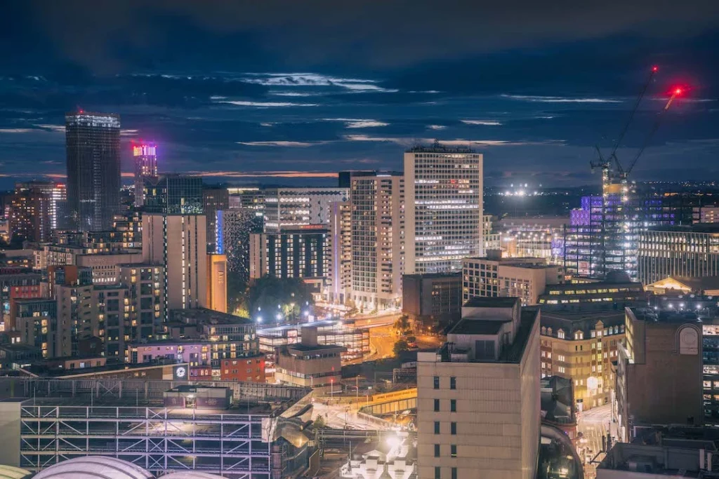 The city lights and epic views beyond Birmingham Grand Central. Credit RossJukes