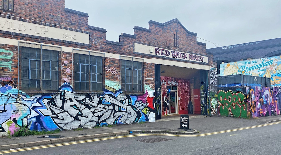 Digbeth Birmingham's Red Brick Market, home to vintage clothes, homeware, art and anitques.