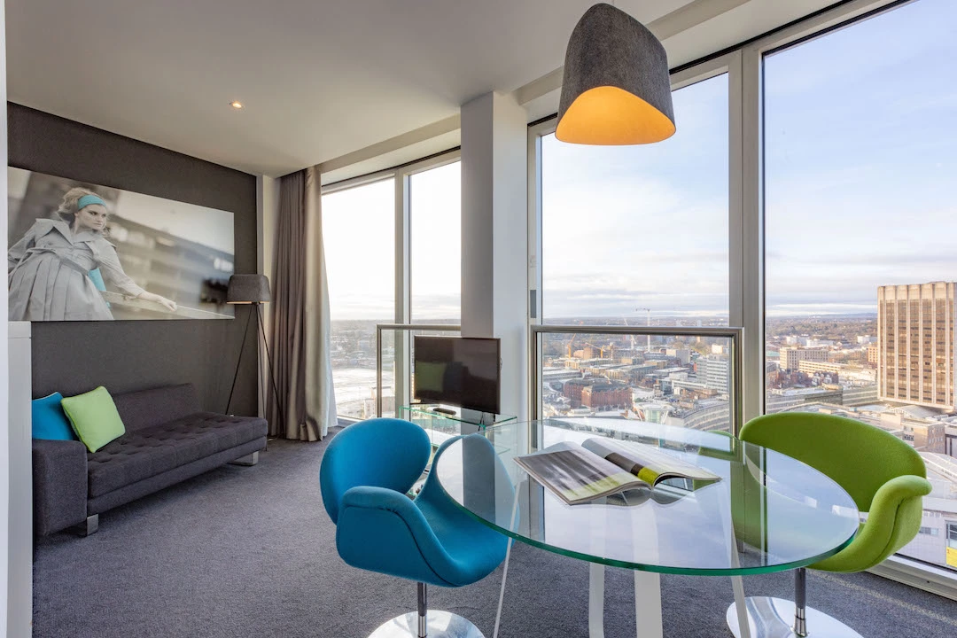 Enjoy your own private work space in a stylish mini studio apartment at Rotunda Birmingham
